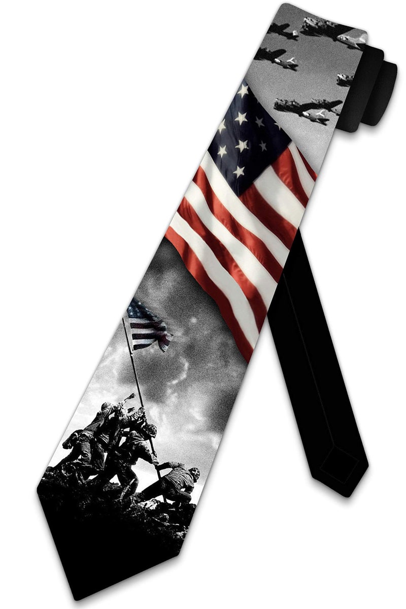Three Rooker Flag Ties Mens World War II Patriotic Necktie - Image 1